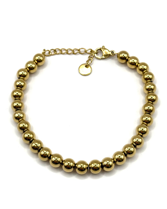 Bracelet Together - Escapade Riviera - Acier inoxydable - hypoallergénique - résistant à l'eau - bracelet boule doré -Ajustable - Unisexe